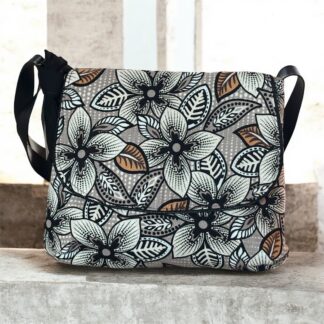 Sac besace en toile de coton au motif vahiné