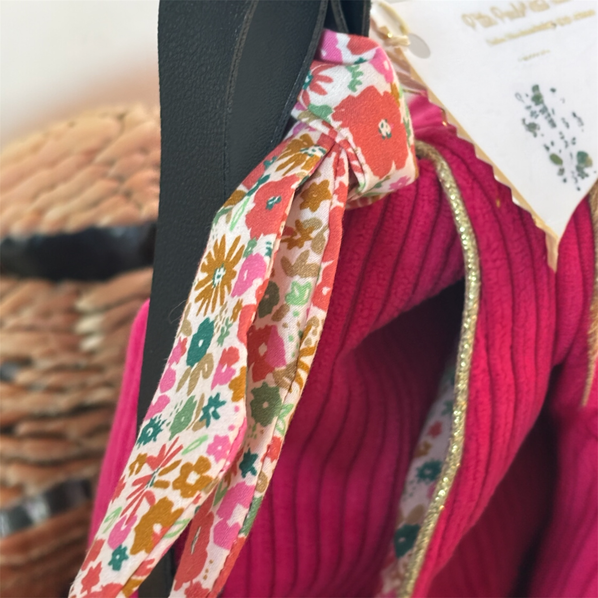 Sac besace en velours côtelé rose – création artisanale Française – Image 5