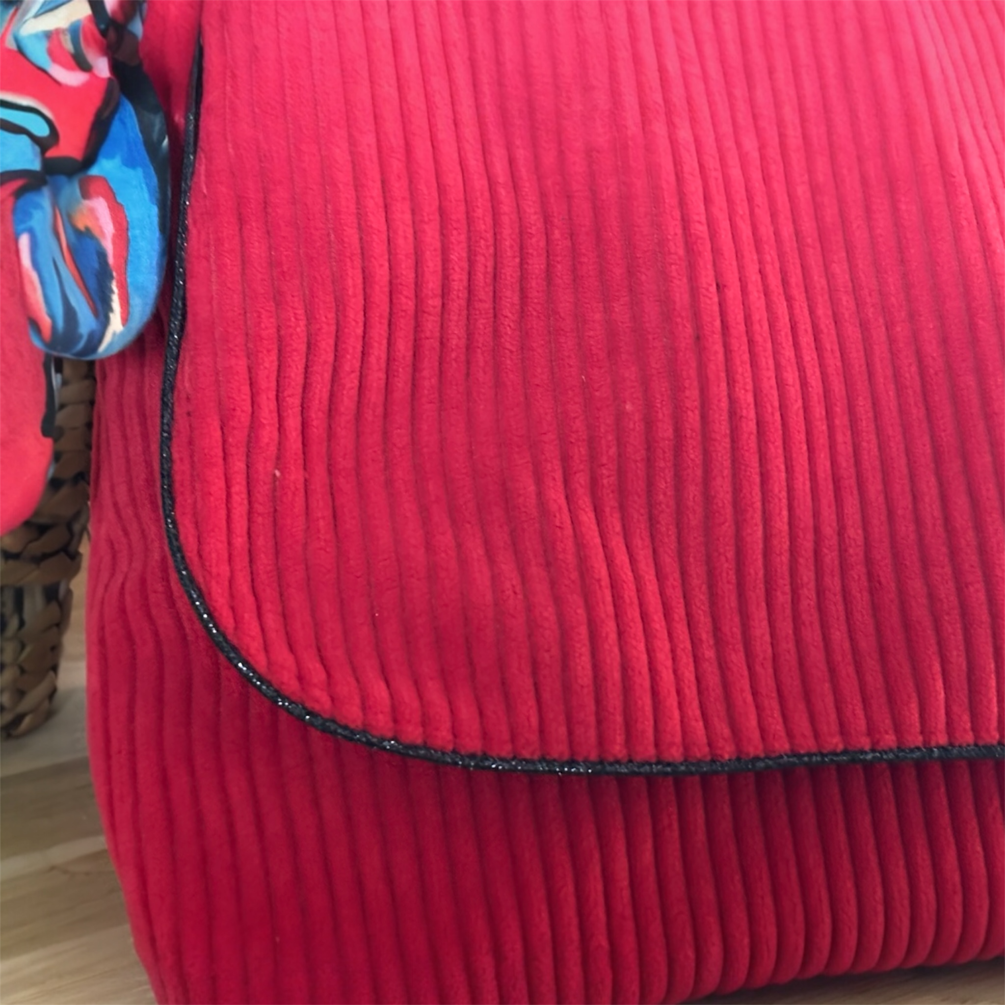Sac besace en velours côtelé rouge – création artisanale Française – Image 3