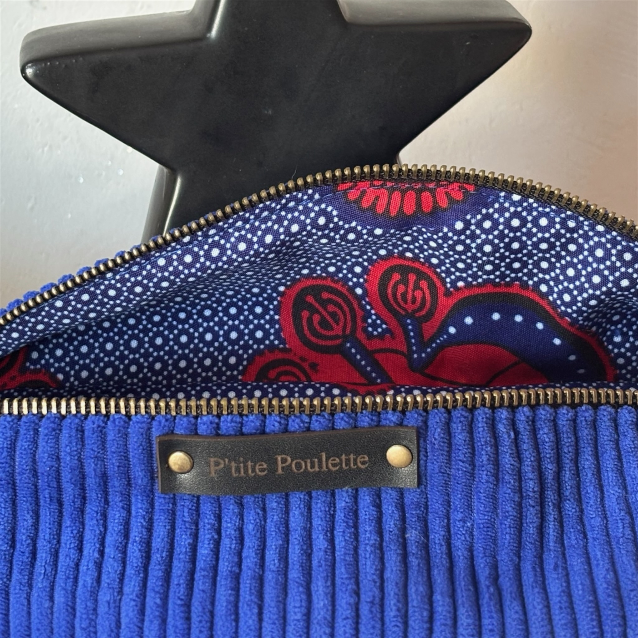 Sac banane en velours côtelé bleu roi – Création artisanale française – Image 2