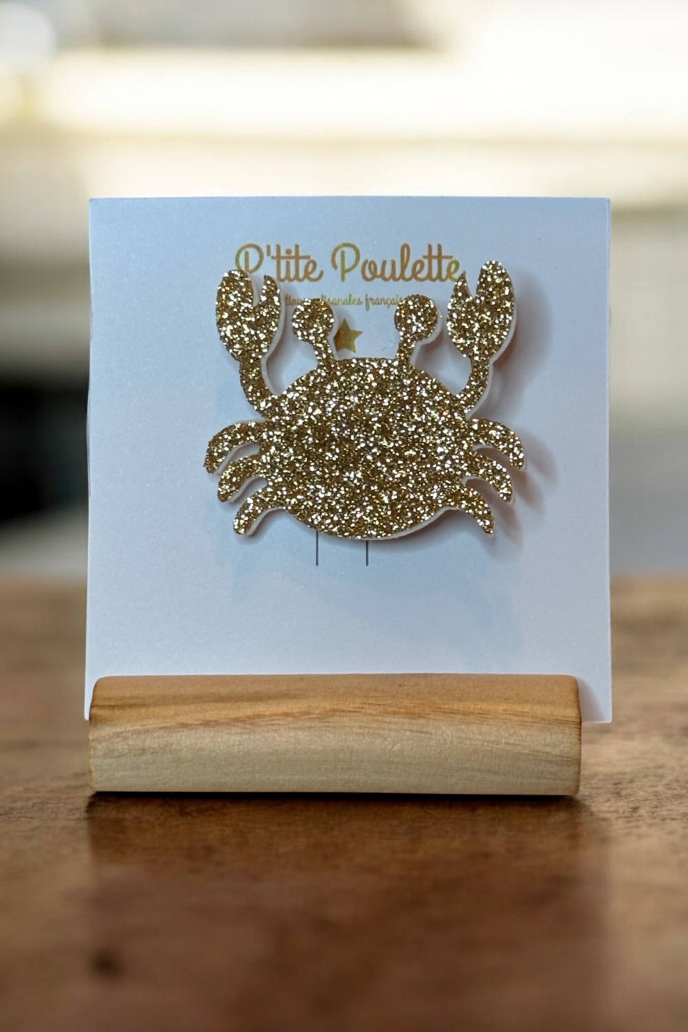 Broche crabe pailletée – création artisanale française P’tite Poulette