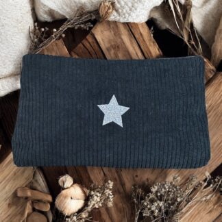 Trousse en velours côtelé noir – création artisanale française P’tite Poulette